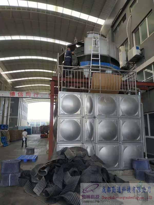 四川简阳200T圆形冷却塔布水器及填料更换维修现场